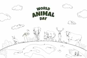 Free vector hand drawn world animal day background
