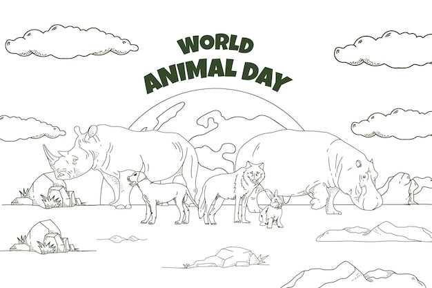 Free vector hand drawn world animal day background