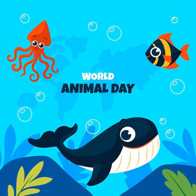 Free vector hand drawn world animal day background