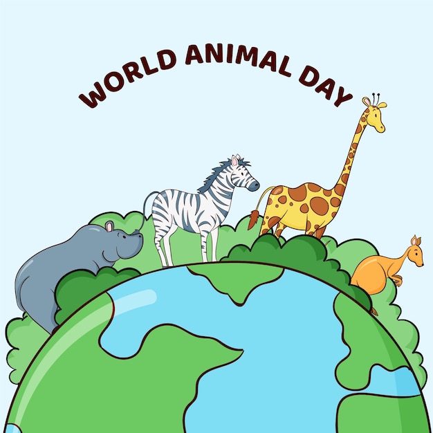 Hand drawn world animal day illustration