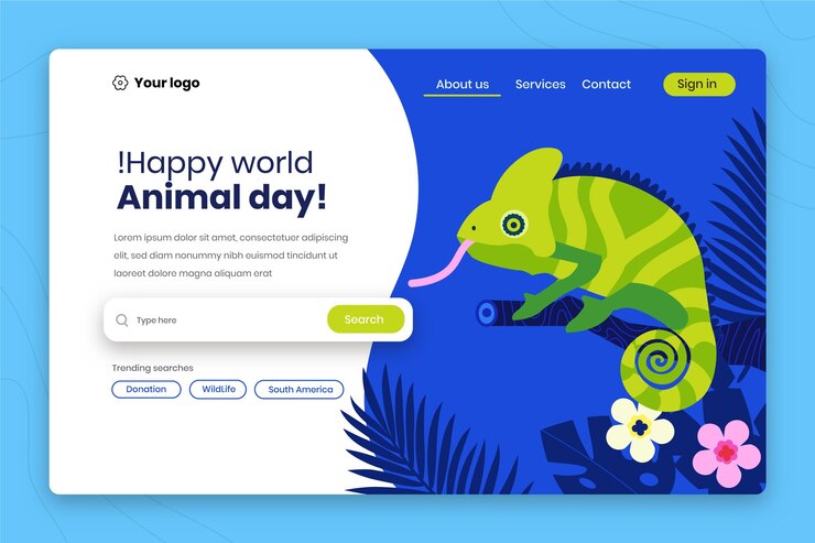 Free Vector hand drawn world animal day landing page template