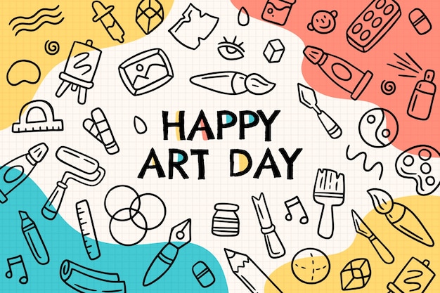 Hand drawn world art day background