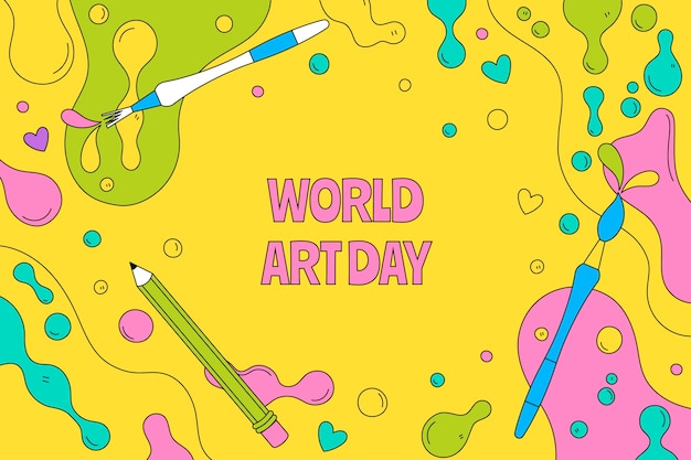 Fondo disegnato a mano della giornata mondiale dell'arte