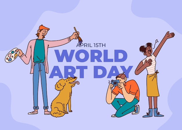 Fondo disegnato a mano della giornata mondiale dell'arte