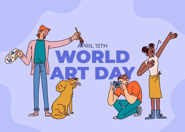 Hand drawn world art day background