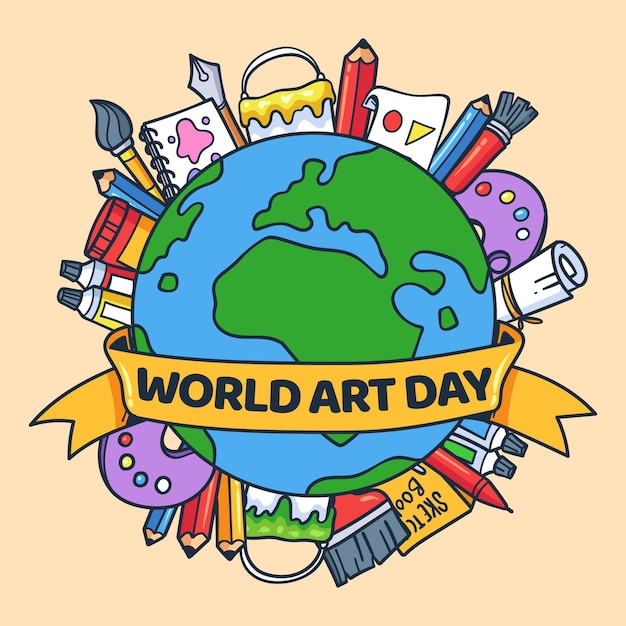 Free vector hand drawn world art day illustration