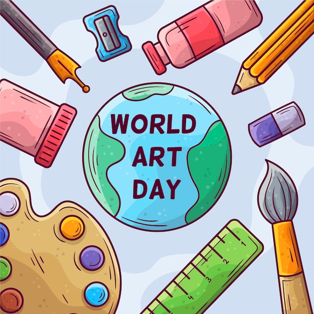 Free vector hand drawn world art day illustration