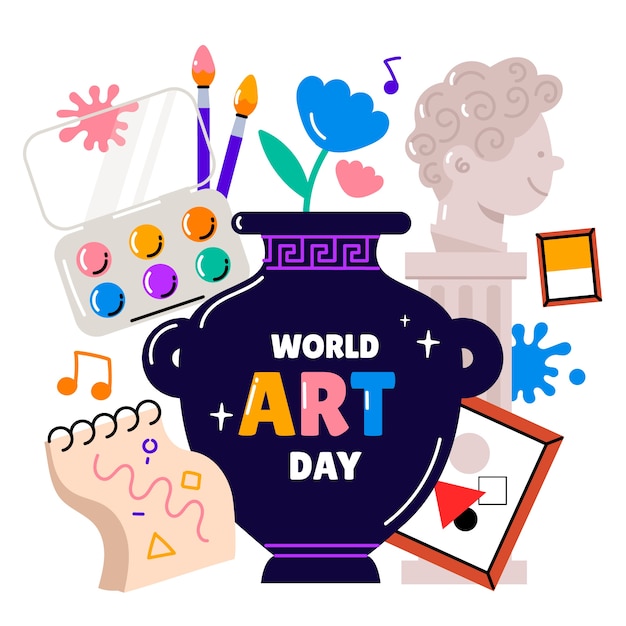 Free Vector hand drawn world art day illustration