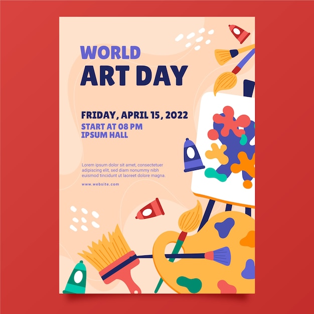 Free Vector Hand drawn world art day vertical poster template