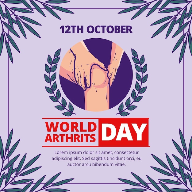 Бесплатное векторное изображение Нарисованная рукой иллюстрация всемирного дня артрита