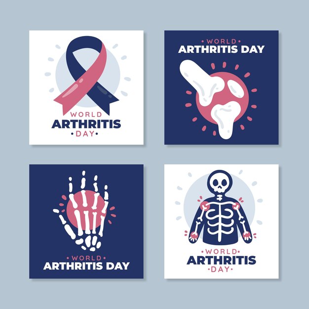 Hand drawn world arthritis day instagram posts collection