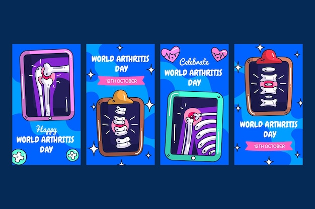 Hand drawn world arthritis day instagram stories collection