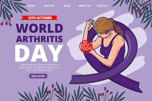 Hand drawn world arthritis day landing page template