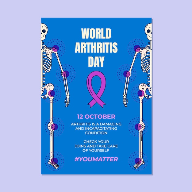 Hand drawn world arthritis day vertical poster template