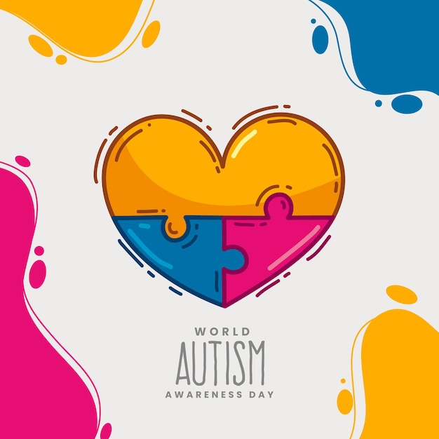 Free vector hand drawn world autism awareness day illustration with puzzle pieces