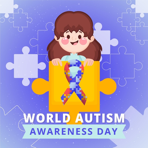 Hand drawn world autism awareness day illustration