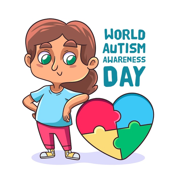 Hand drawn world autism awareness day illustration