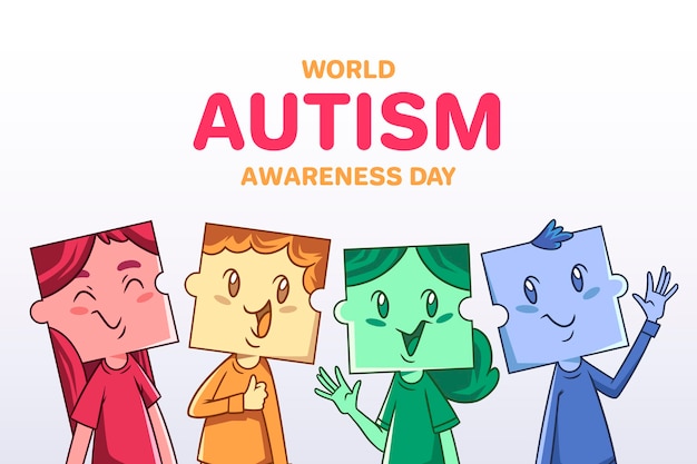 Hand drawn world autism awareness day illustration