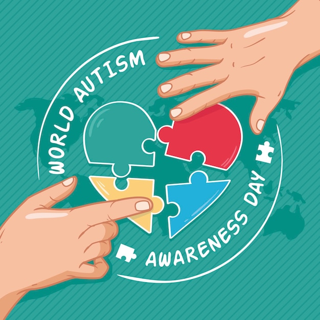 Hand drawn world autism awareness day illustration