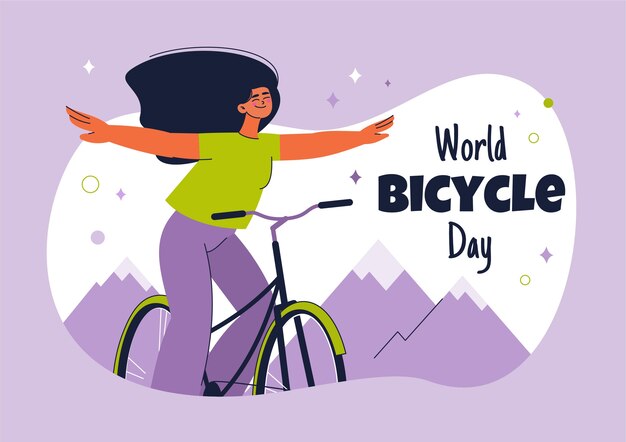 Бесплатное векторное изображение Нарисованная рукой иллюстрация всемирного дня велосипеда