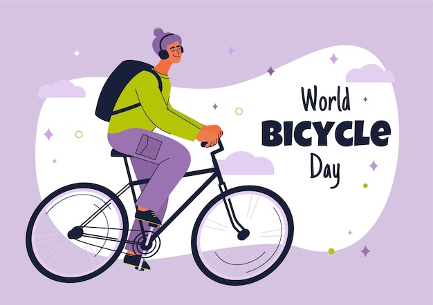 Illustrazione disegnata a mano della giornata mondiale della bicicletta