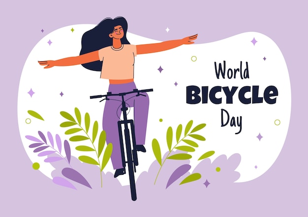 Hand drawn world bicycle day illustration