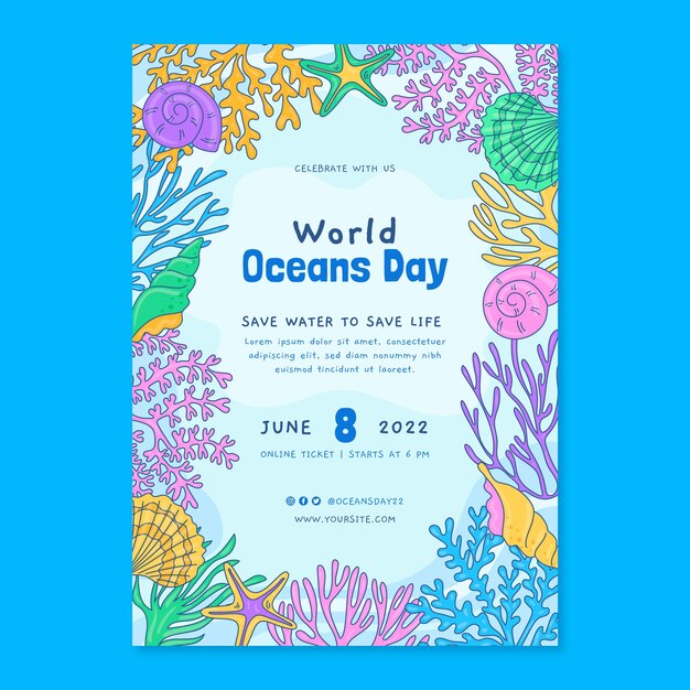 Hand drawn world bicycle day poster template