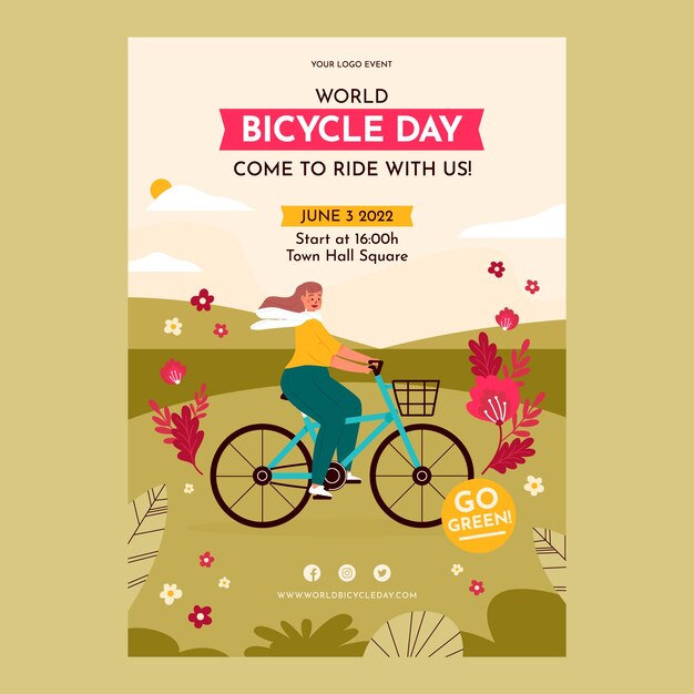 Free vector hand drawn world bicycle day poster