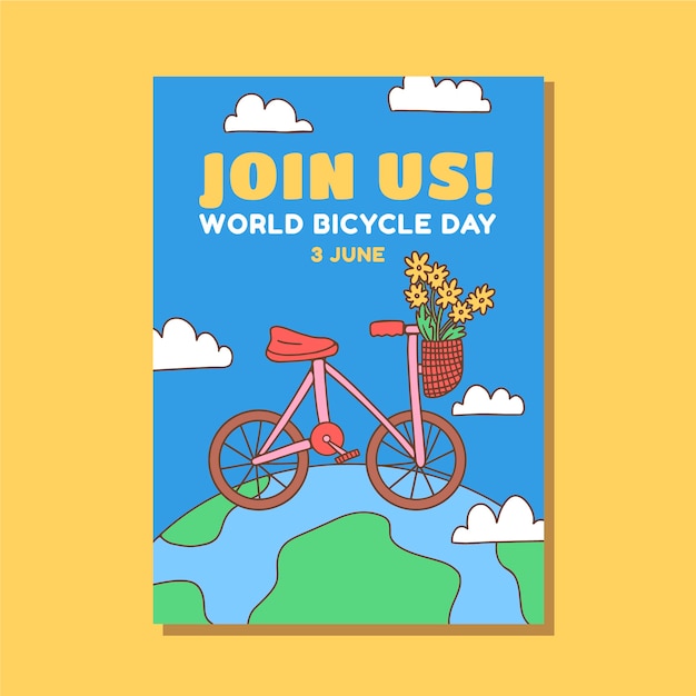 Free vector hand drawn world bicycle day poster