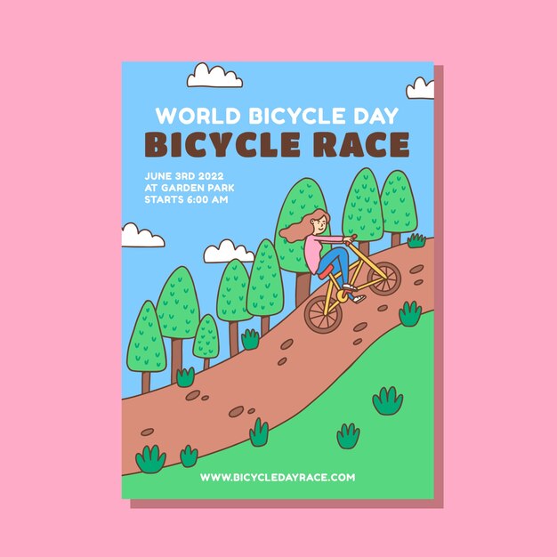 Free vector hand drawn world bicycle day poster