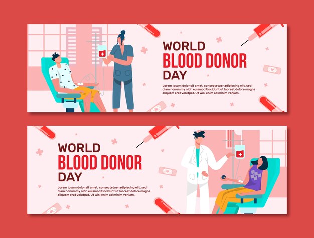 Hand drawn world blood donor day banner