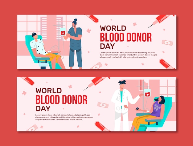 Hand drawn world blood donor day banner