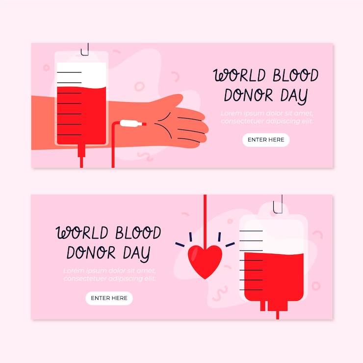 Free Vector hand drawn world blood donor day banners set