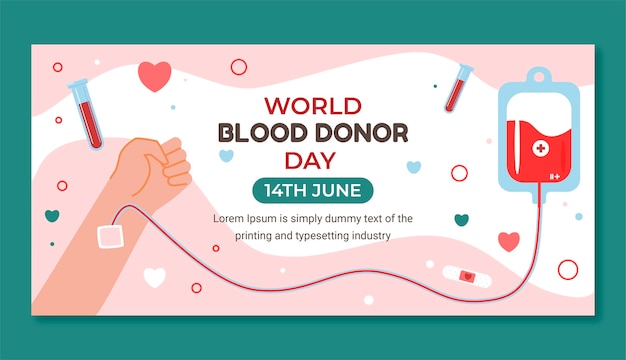 Hand drawn world blood donor day horizontal banner template