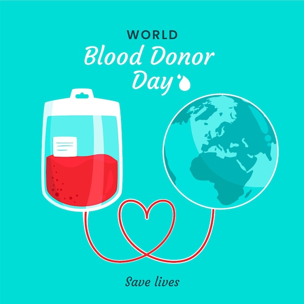 Vettore gratuito illustrazione disegnata a mano della giornata mondiale del donatore di sangue