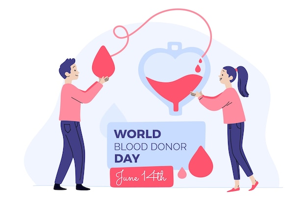 무료 벡터 손으로 그린 세계 헌혈자의 날 그림
