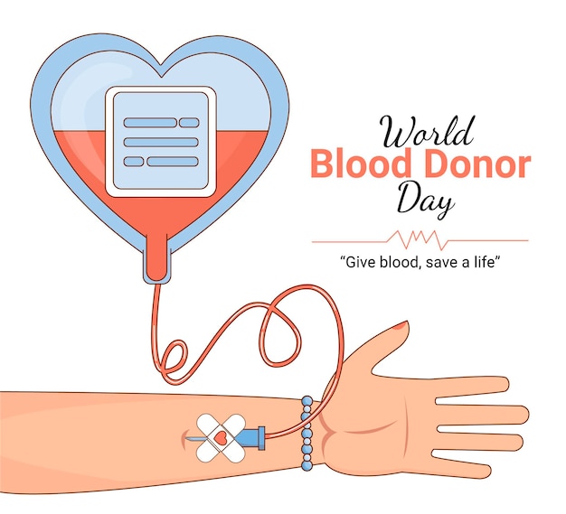 손으로 그린 세계 헌혈자의 날 그림