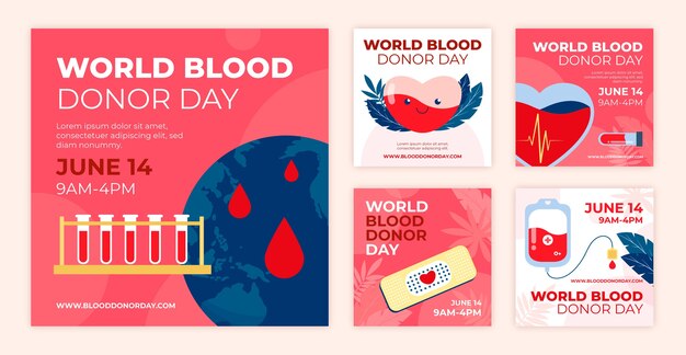 Hand drawn world blood donor day instagram posts