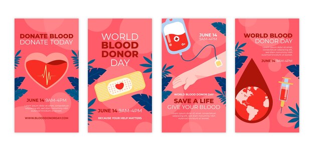 hand drawn world blood donor day instagram stories