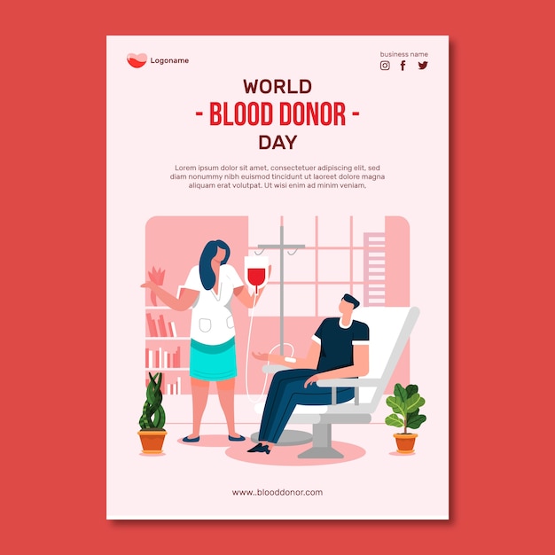 Free vector hand drawn world blood donor day poster template