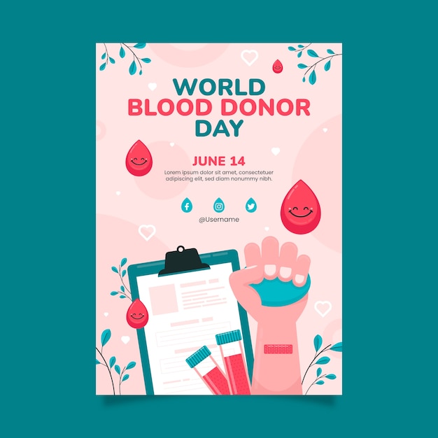 Hand drawn world blood donor day poster