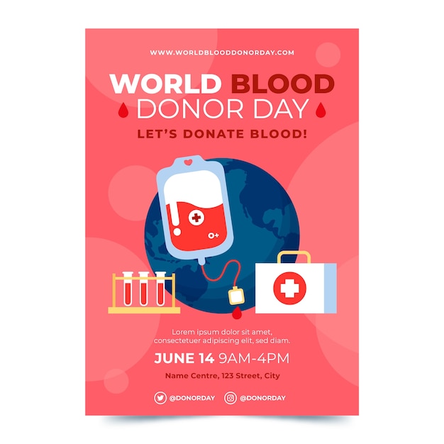 손으로 그린 세계 헌혈자의 날 포스터