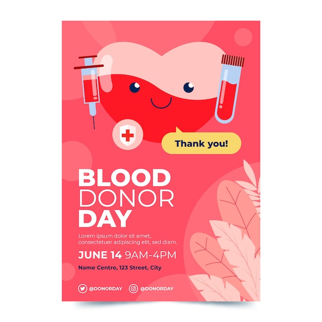 Hand drawn world blood donor day poster