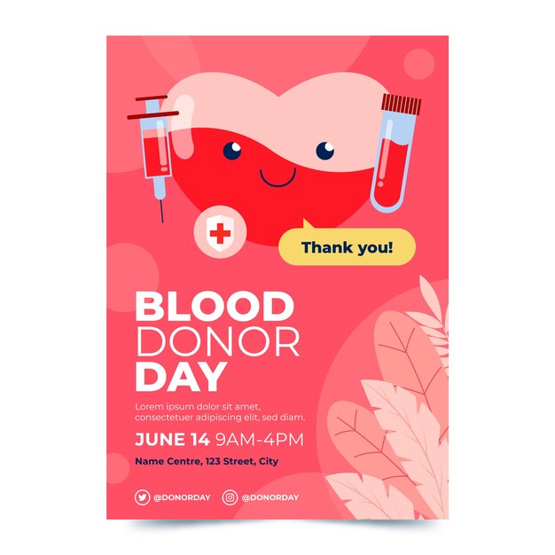 hand drawn world blood donor day poster