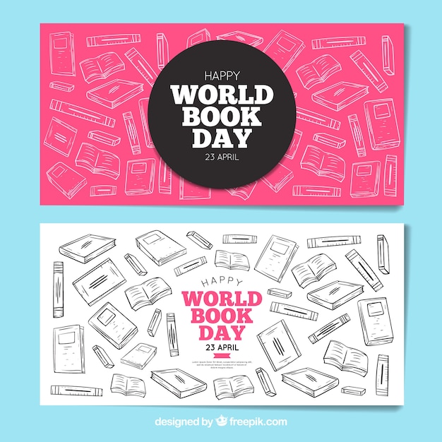 Free vector hand drawn world book day banners