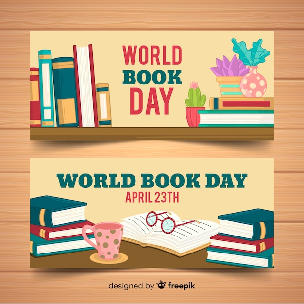 Hand drawn world book day banners