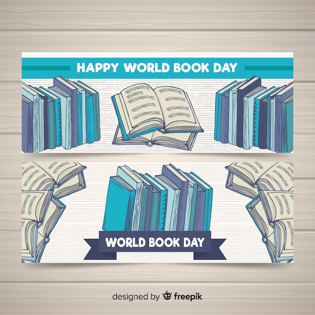 Hand drawn world book day banners