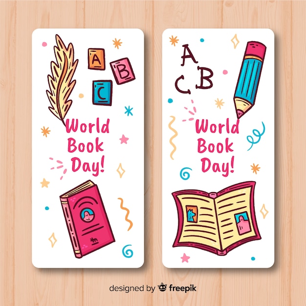 Hand drawn world book day banners