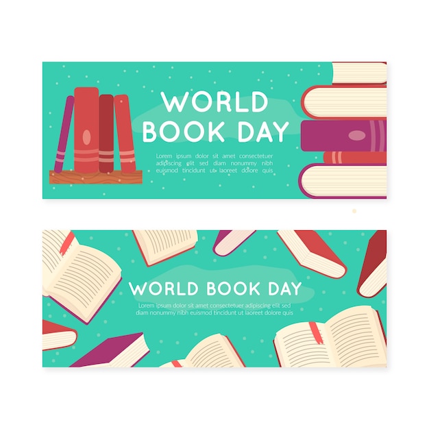 Free vector hand drawn world book day banners