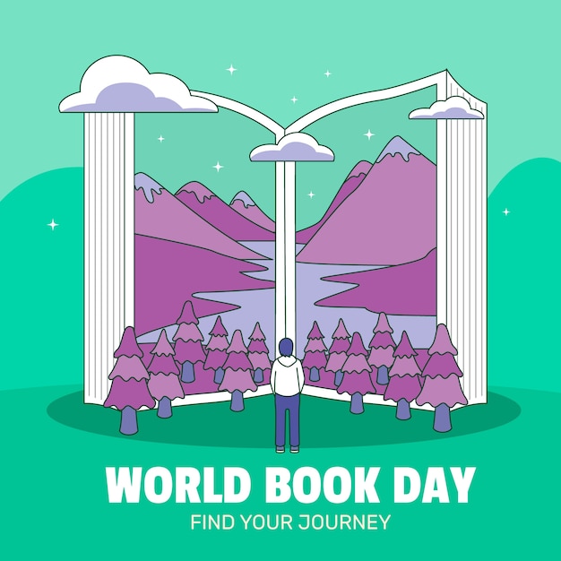 Hand drawn world book day celebration illustration